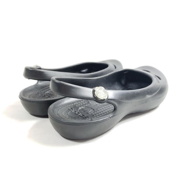 Crocs Womens Black Kadee Flats With Floral Detail Size 8 - Picture 4 of 10